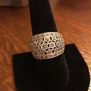 Silver and rhinestone cocktail ring